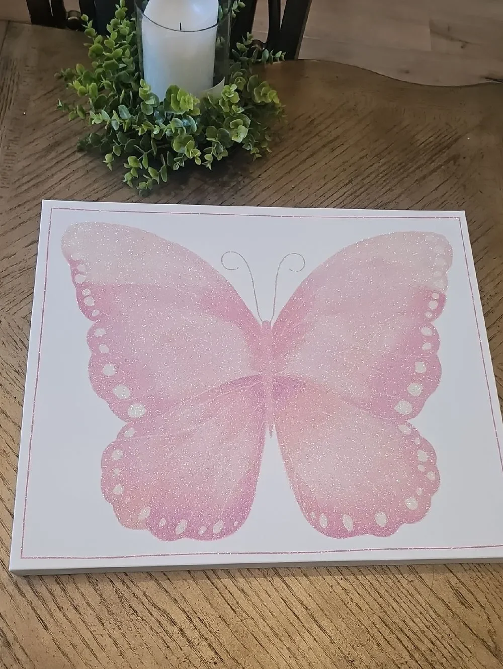 Pink Glitter Butterfly Wall Art